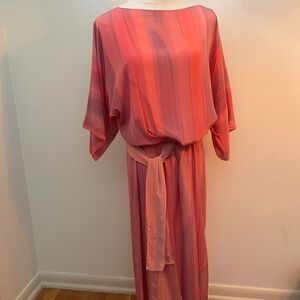 Vintage 70's Nicole Ltd Chicago I. Mangin 100% Silk Kaftan Maxi Dress  Size L
